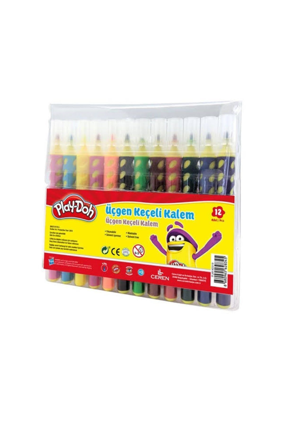 Play Doh Play-Doh 12 Renk Üçgen Firça Uçlu Keçeli Kalem Pp Kutu