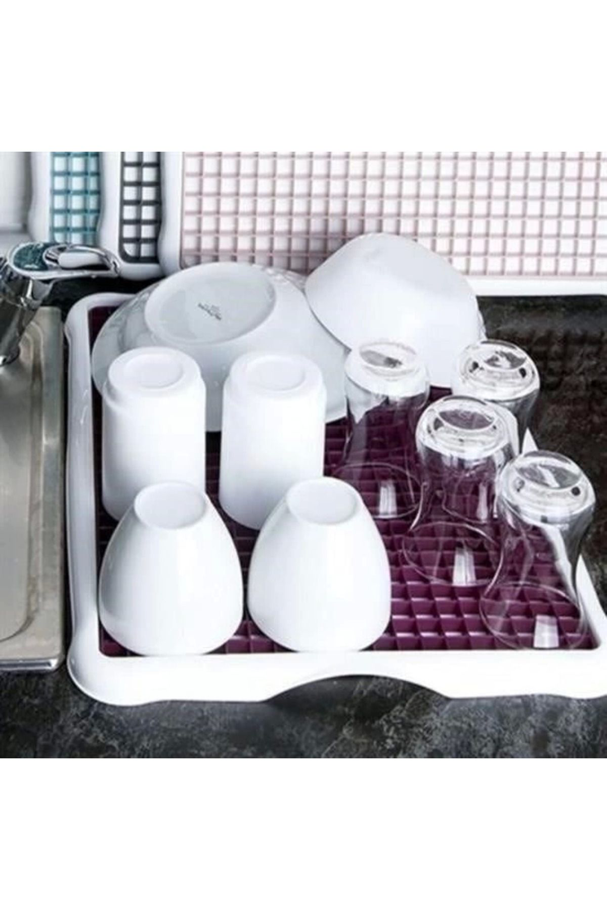 Yusuftex Pratik Lavabo Tezgah Üstü Bulaşik Kurutmaliği Süzmatik 22X40 Cm