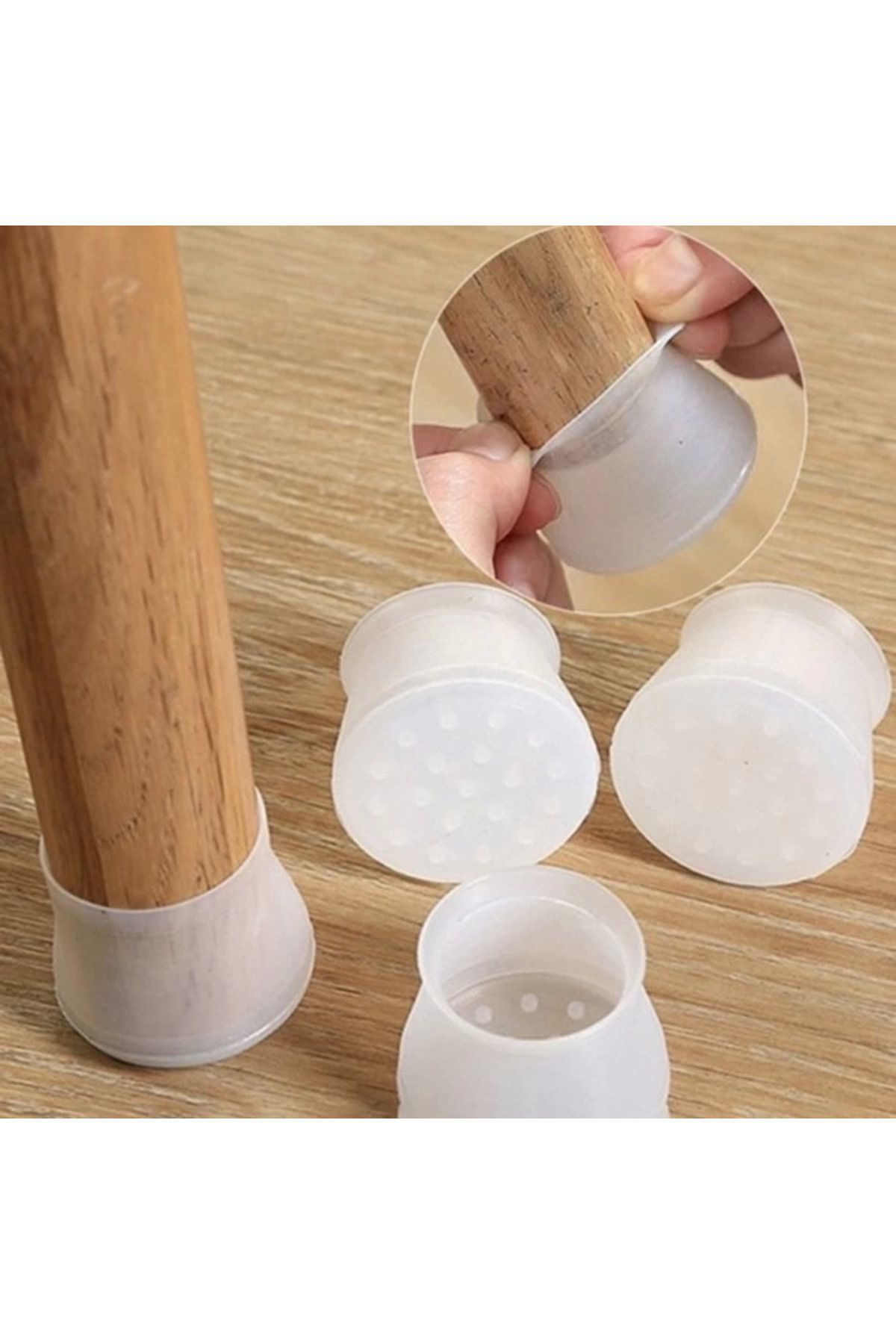 Yusuftex Pratik Masa Ve Sandalye Ayak Koruyucu Beyaz Silikon 12 Adet