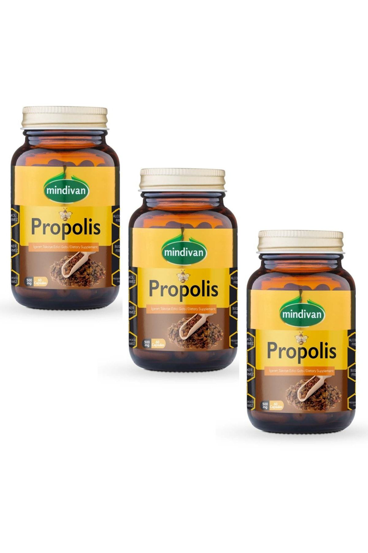 Mindivan Propolis Ekstrakli 500 Mg 60 Kapsül X3 Adet