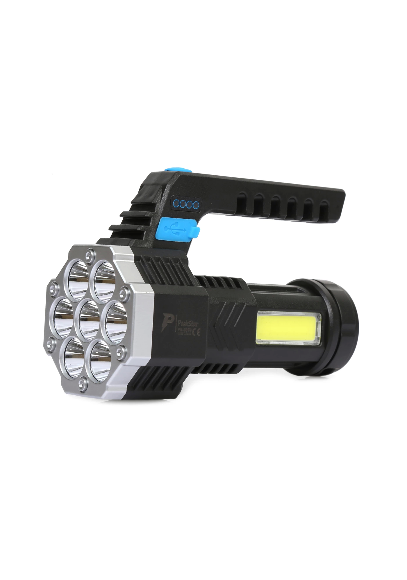Just Cheap Store Ps-3879 Usb Şarj Göstergeli Şarj Edilebilir 7*Xpe +Cob Led El Fen