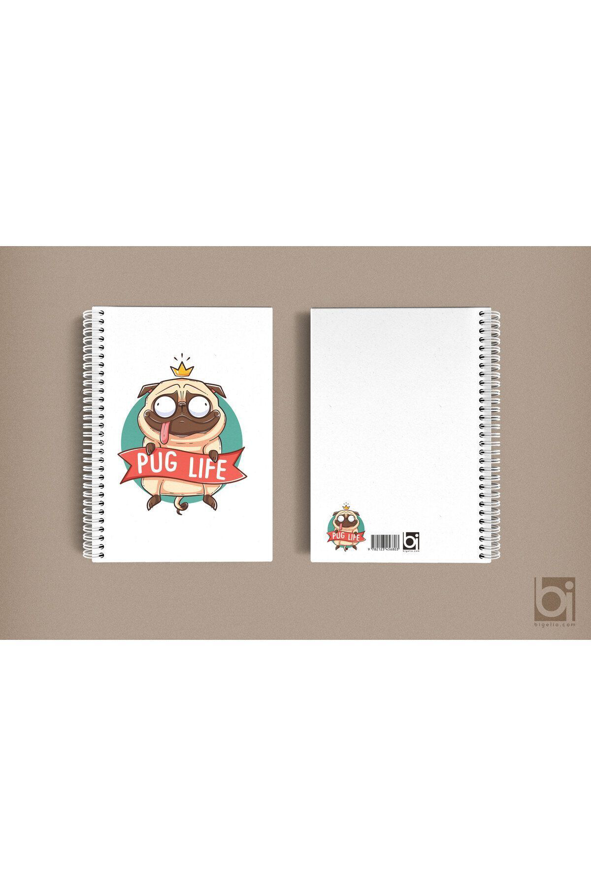 Bigelio Pug Life Kral Köpek A5 Çizgisiz Spiralli Defter 