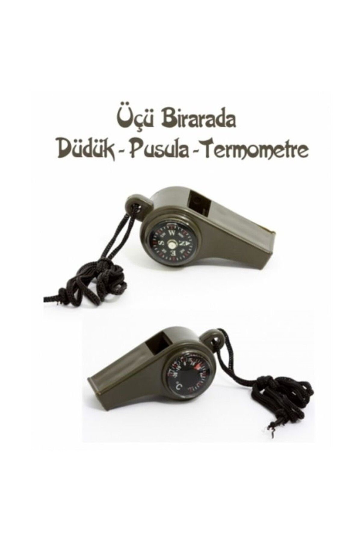 K&A Pusulali Termometreli Düdük - Survival Askili Düdük