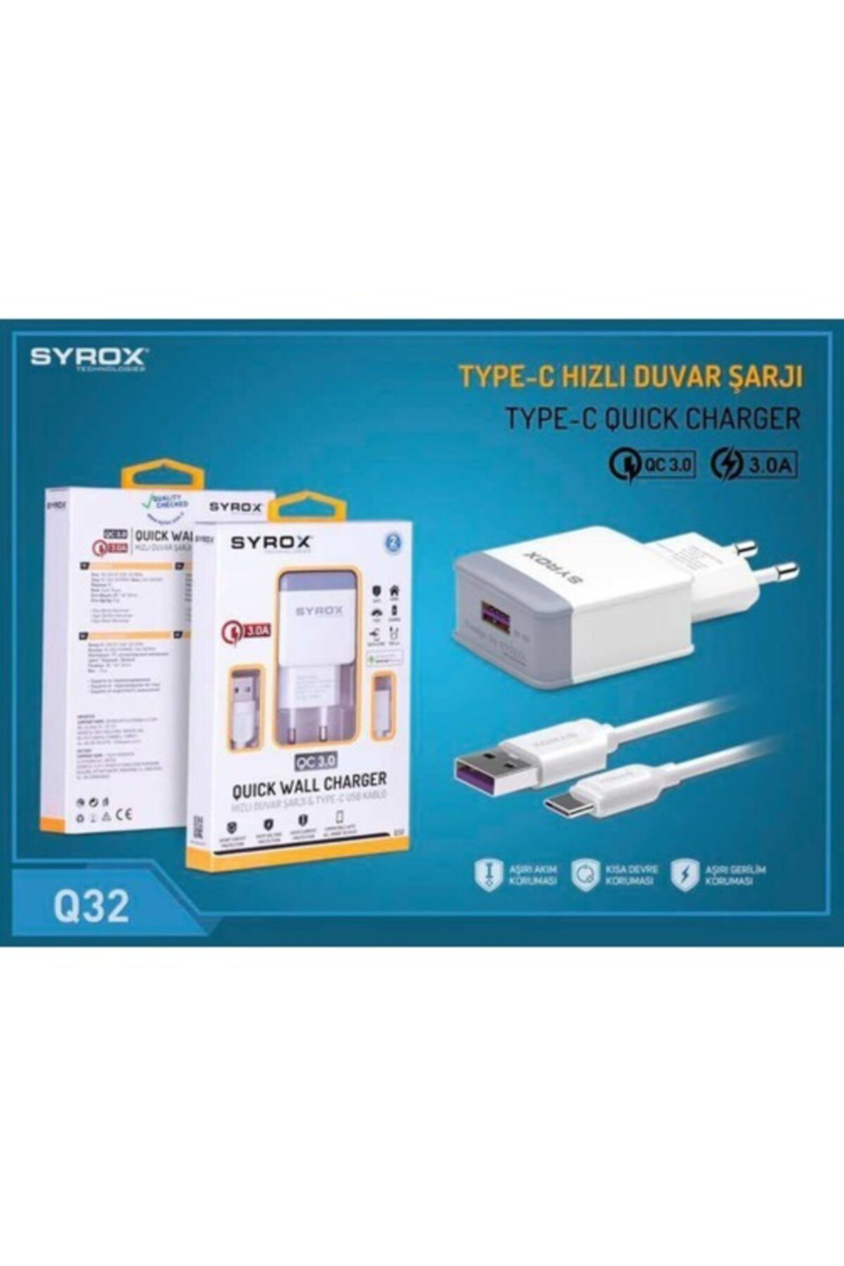 Syrox Q32 3.0A Tüm Nesil Cihazlara Uyumlu Yeni Model 2020 Type C Hizli