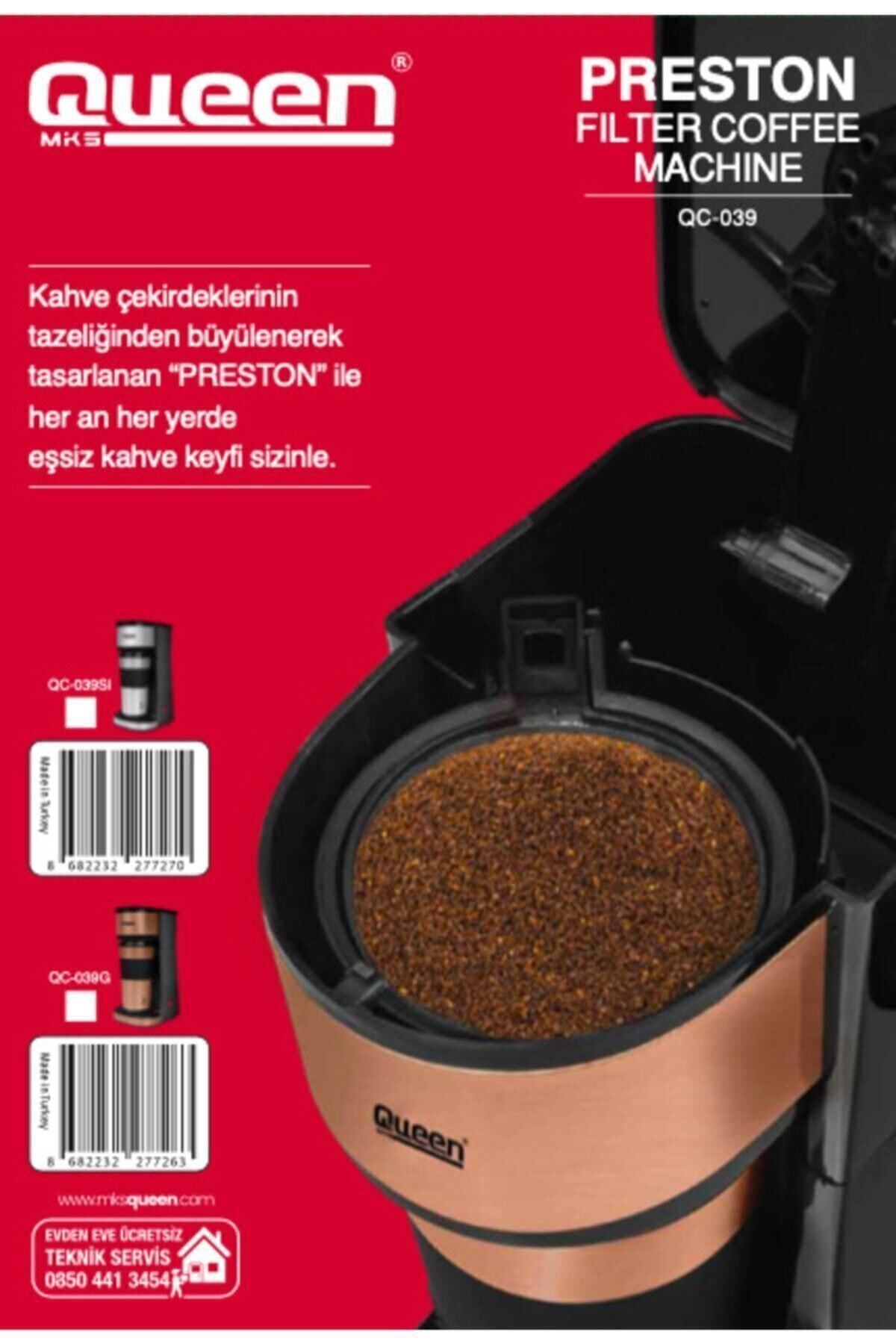 Queen Qc 039 Preston Filtre Kahve Makinesi Termos Bardakli (Qc-039G)