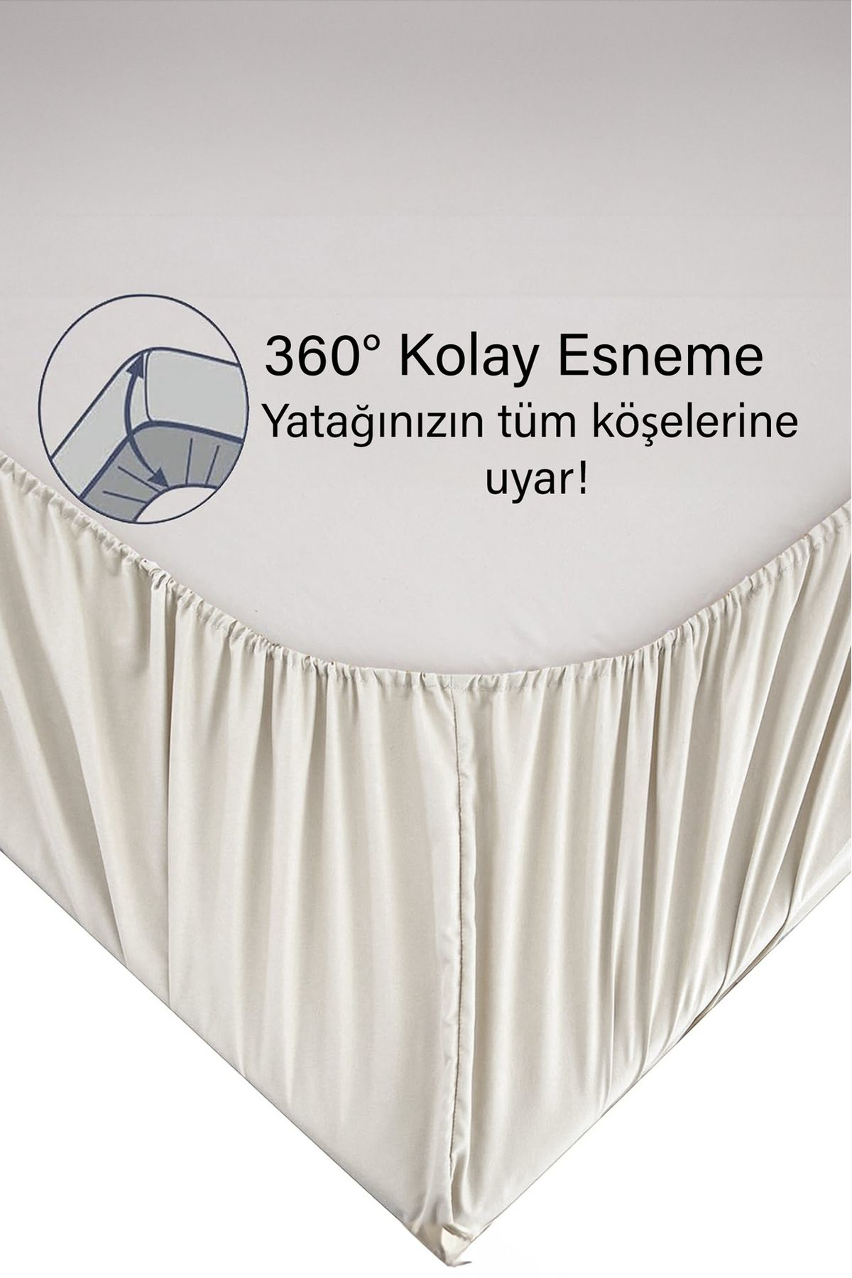 Teksnil Home | Ranforce | Pamuklu Tek / Çift Kişilik Bej Lastikli Çarşaf | 14 