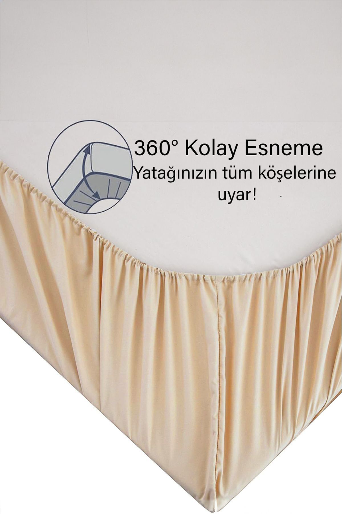 Teksnil Home | Ranforce | Pamuklu Tek / Çift Kişilik Bej Lastikli Çarşaf | 14 
