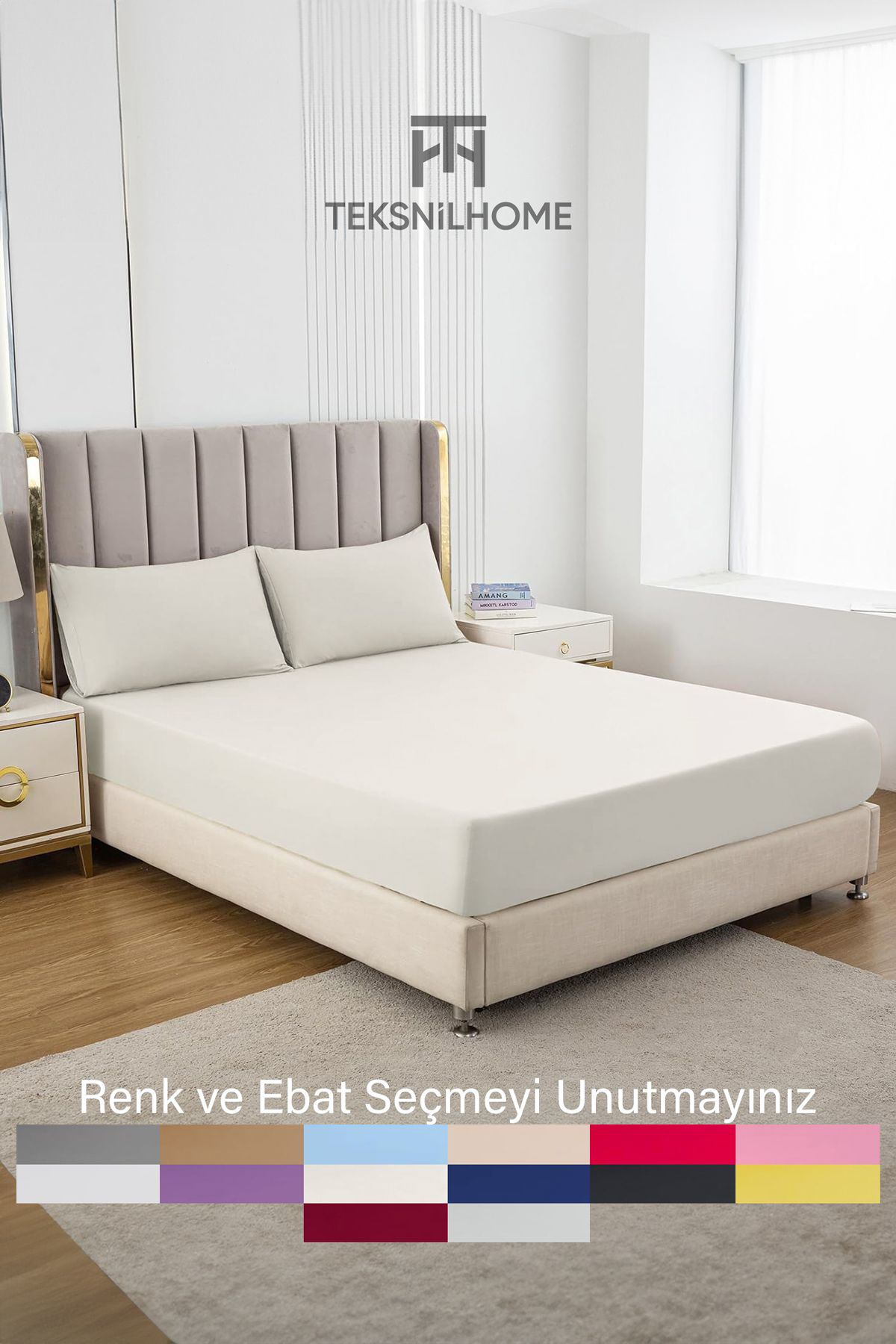Teksnil Home | Ranforce | Pamuklu Tek / Çift Kişilik Bej Lastikli Çarşaf | 14 