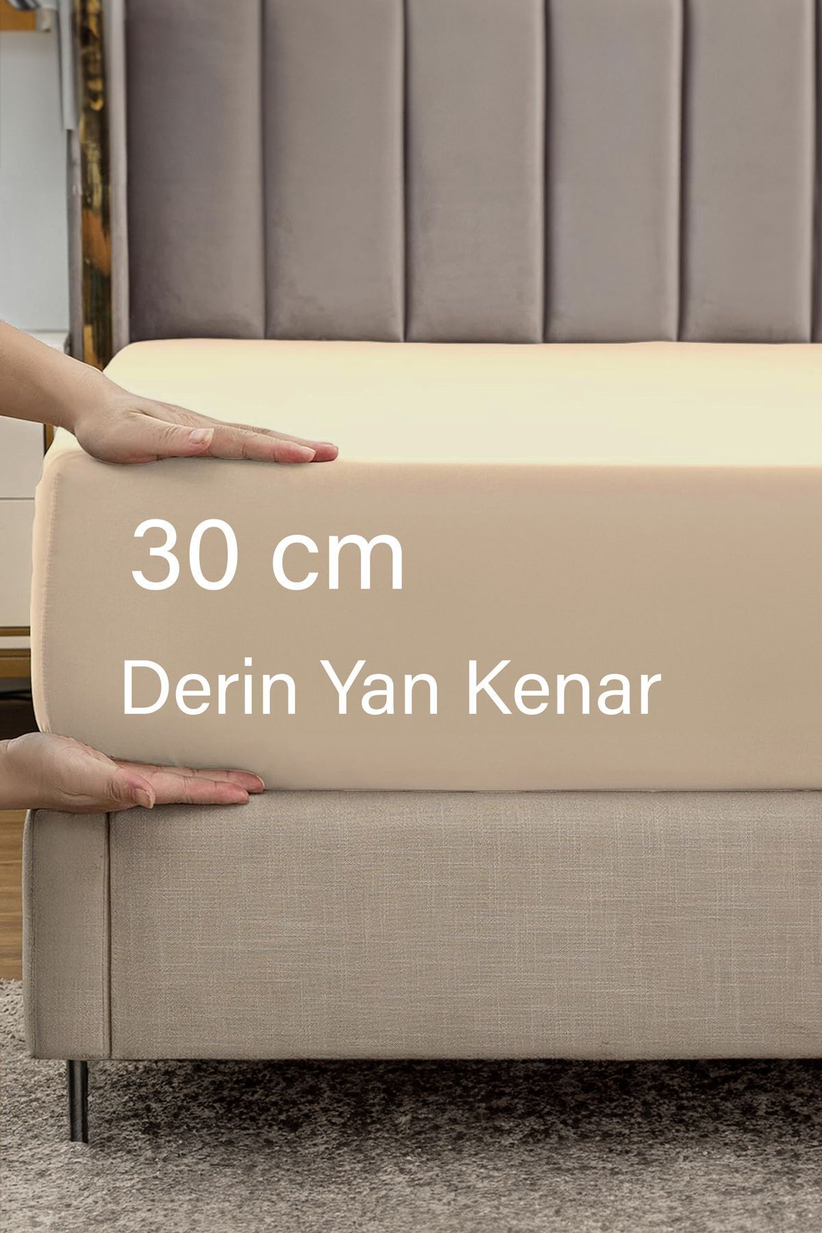 Teksnil Home | Ranforce | Pamuklu Tek / Çift Kişilik Bej Lastikli Çarşaf | 14 