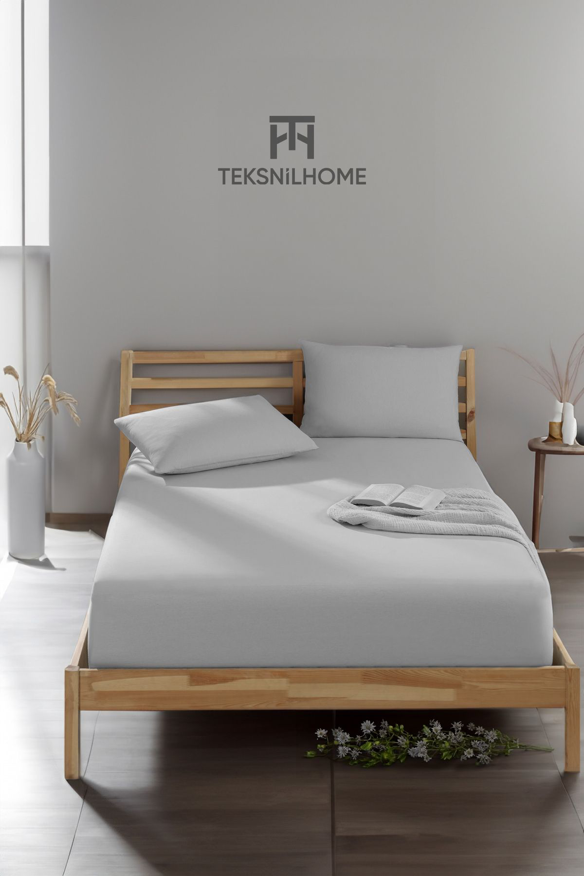 Teksnil Home | Ranforce | Pamuklu Gri Tek / Çift Kişilik Ekonomik Lastikli Çar