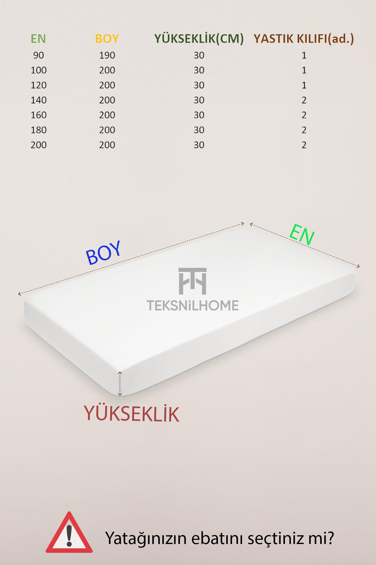 Teksnil Home | Ranforce | Pamuklu Tek / Çift Kişilik Bej Lastikli Çarşaf | 14 
