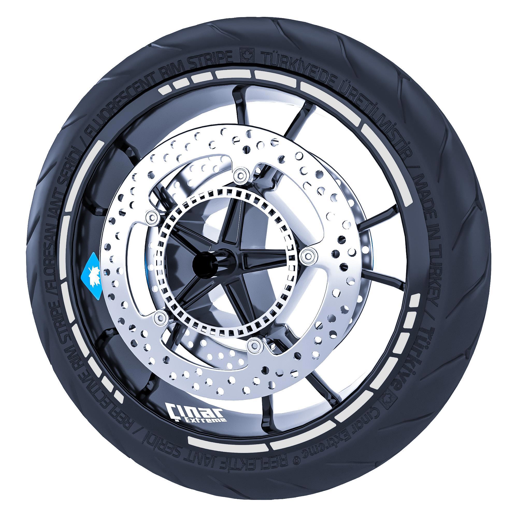 Çinar Extreme Reflektif Gri Moto Gp Stili Jant Şeridi Sticker  