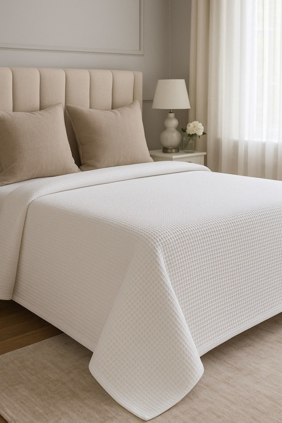 Formeya Renkli Gofret Desen Çift Kişilik Pike Yatak Örtüsü Otel Pike 200X