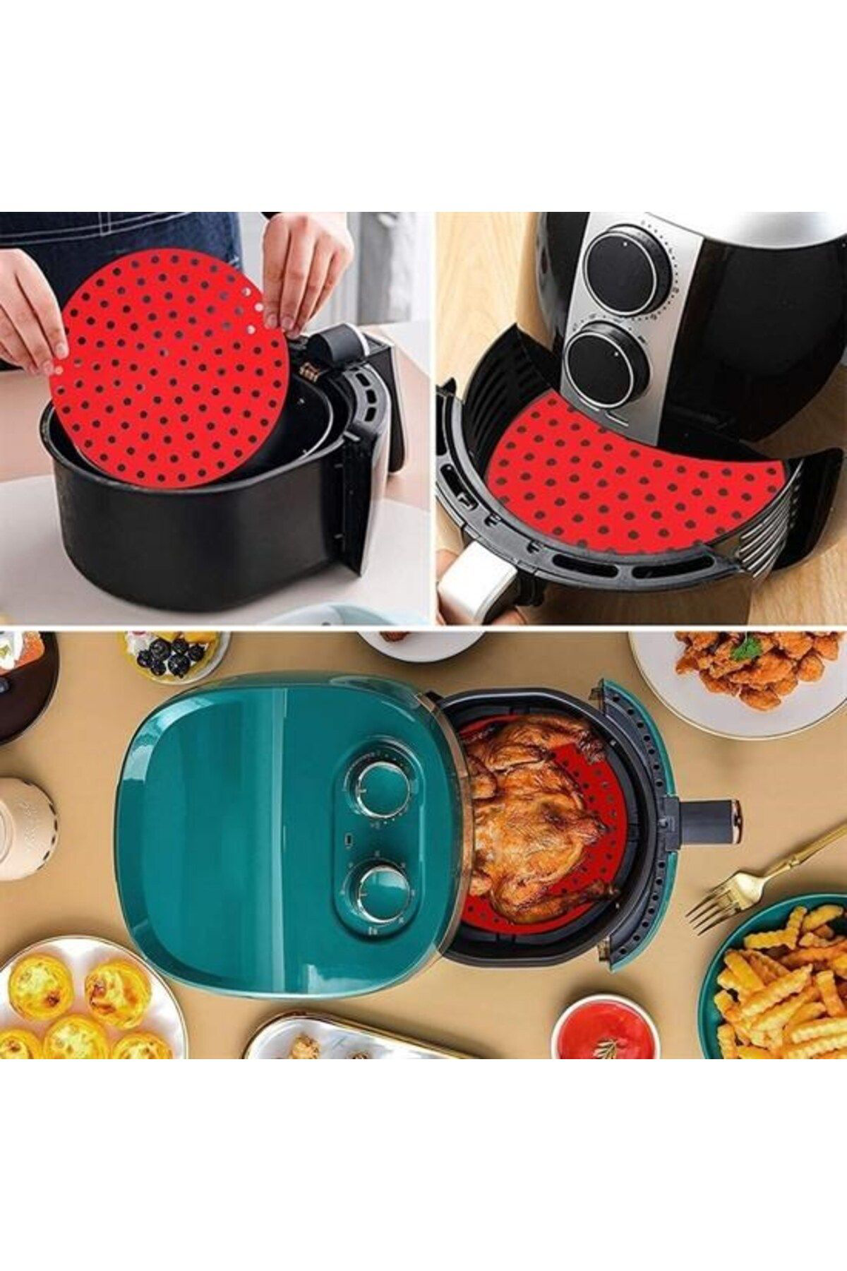 Ok Aksesuar Renkli İsiya Dayanikli Yikanilabilir Silikon Firin Ve Airfryer Yu