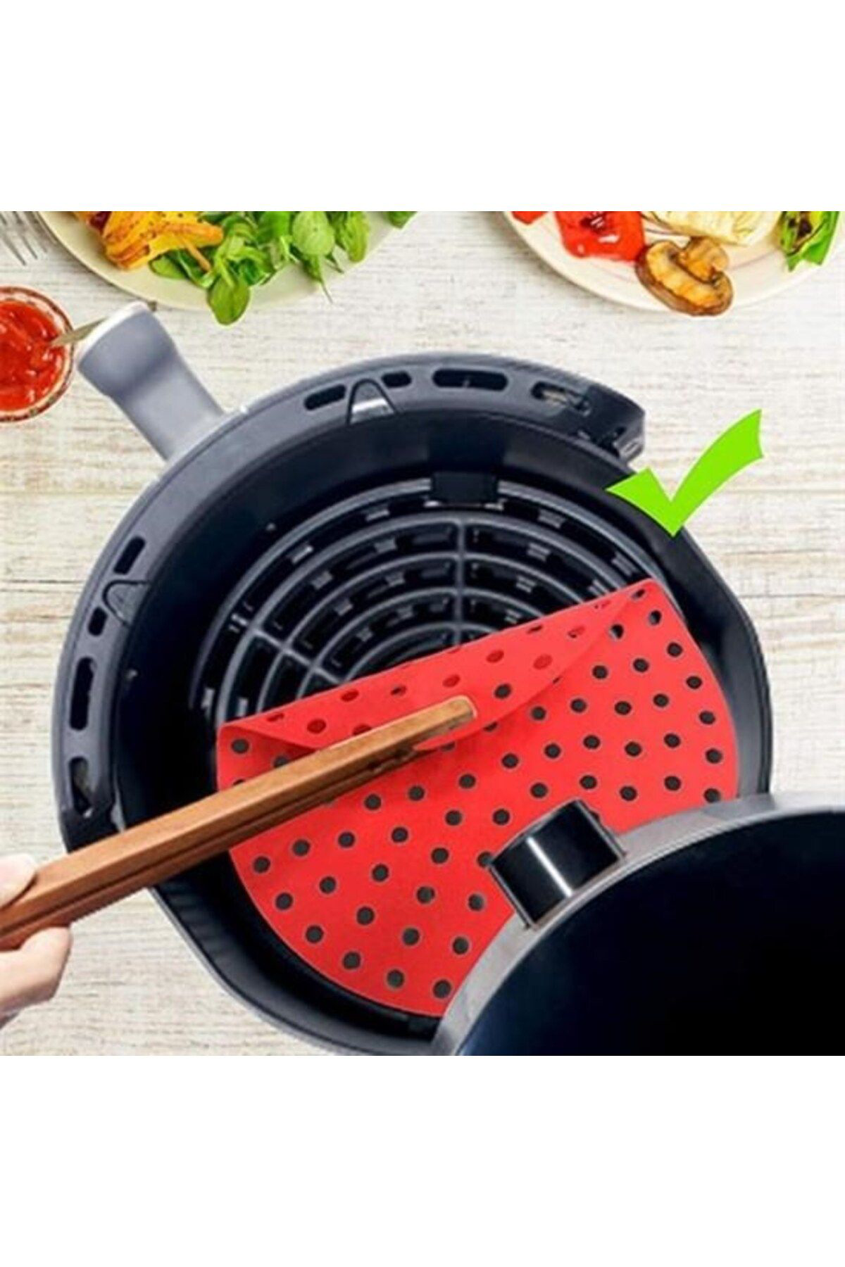 Ok Aksesuar Renkli İsiya Dayanikli Yikanilabilir Silikon Firin Ve Airfryer Yu