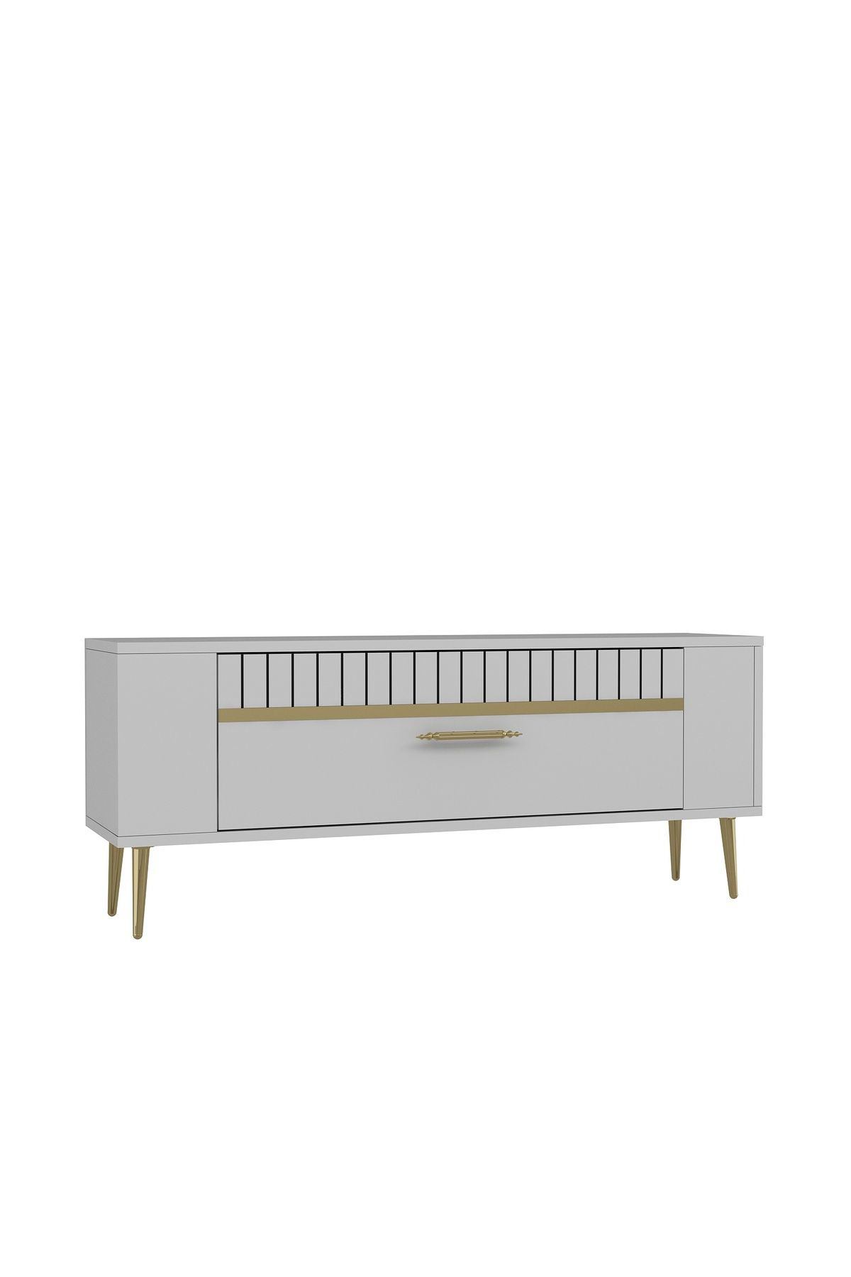 Cantek Dizayn Retrolp1ct Tv Sehpasi Beyaz-Altin