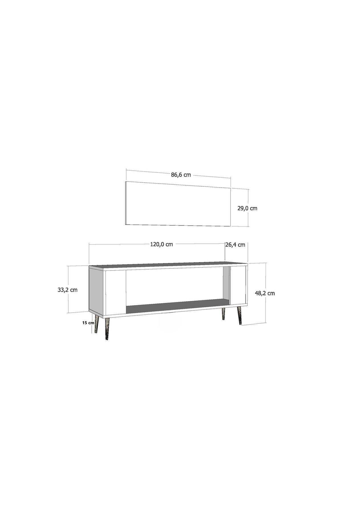 Cantek Dizayn Retrolp1ct Tv Sehpasi Beyaz-Altin