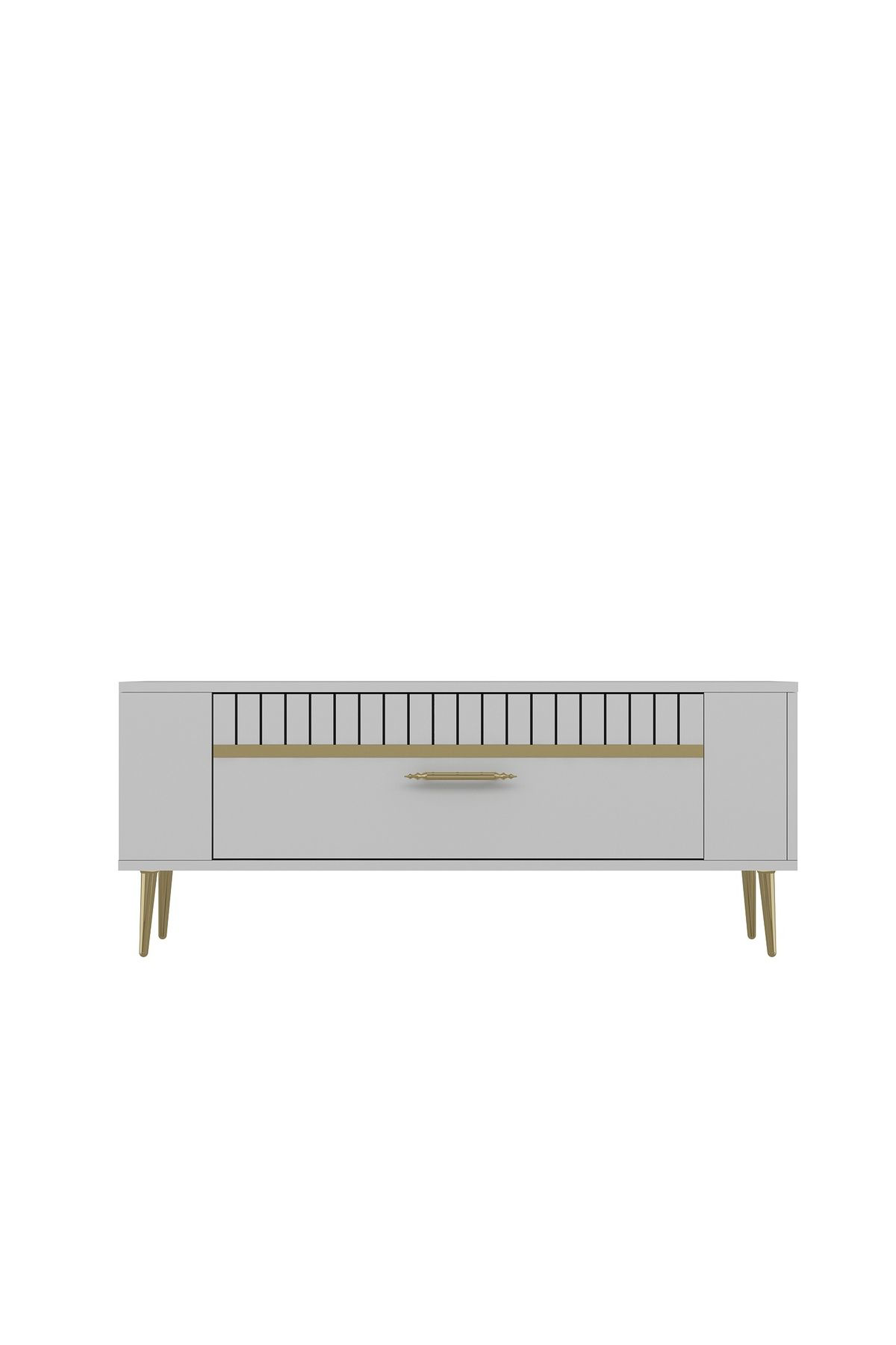 Cantek Dizayn Retrolp1ct Tv Sehpasi Beyaz-Altin