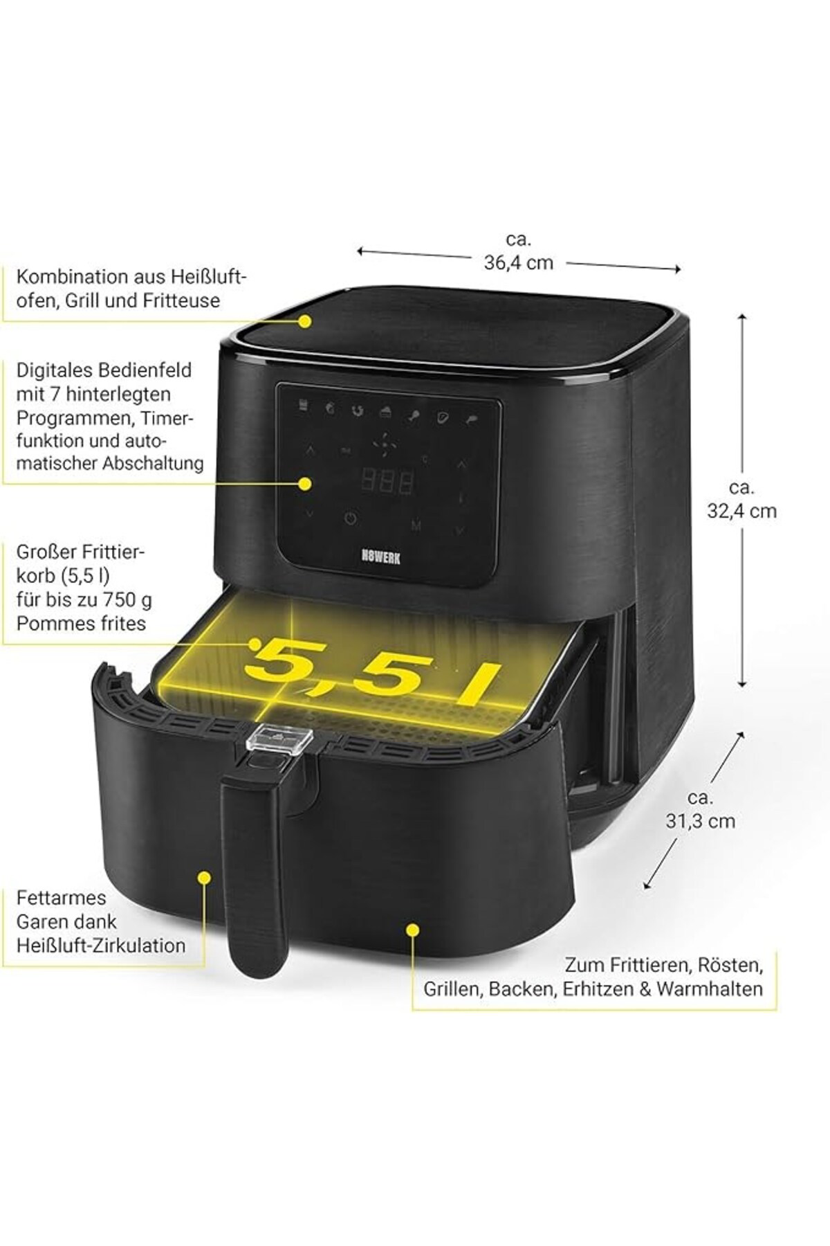 Fakir Robert Rs 770 Akilli Robot Süpürge + N8werk Airfryer 5.5 Lt Yağsi