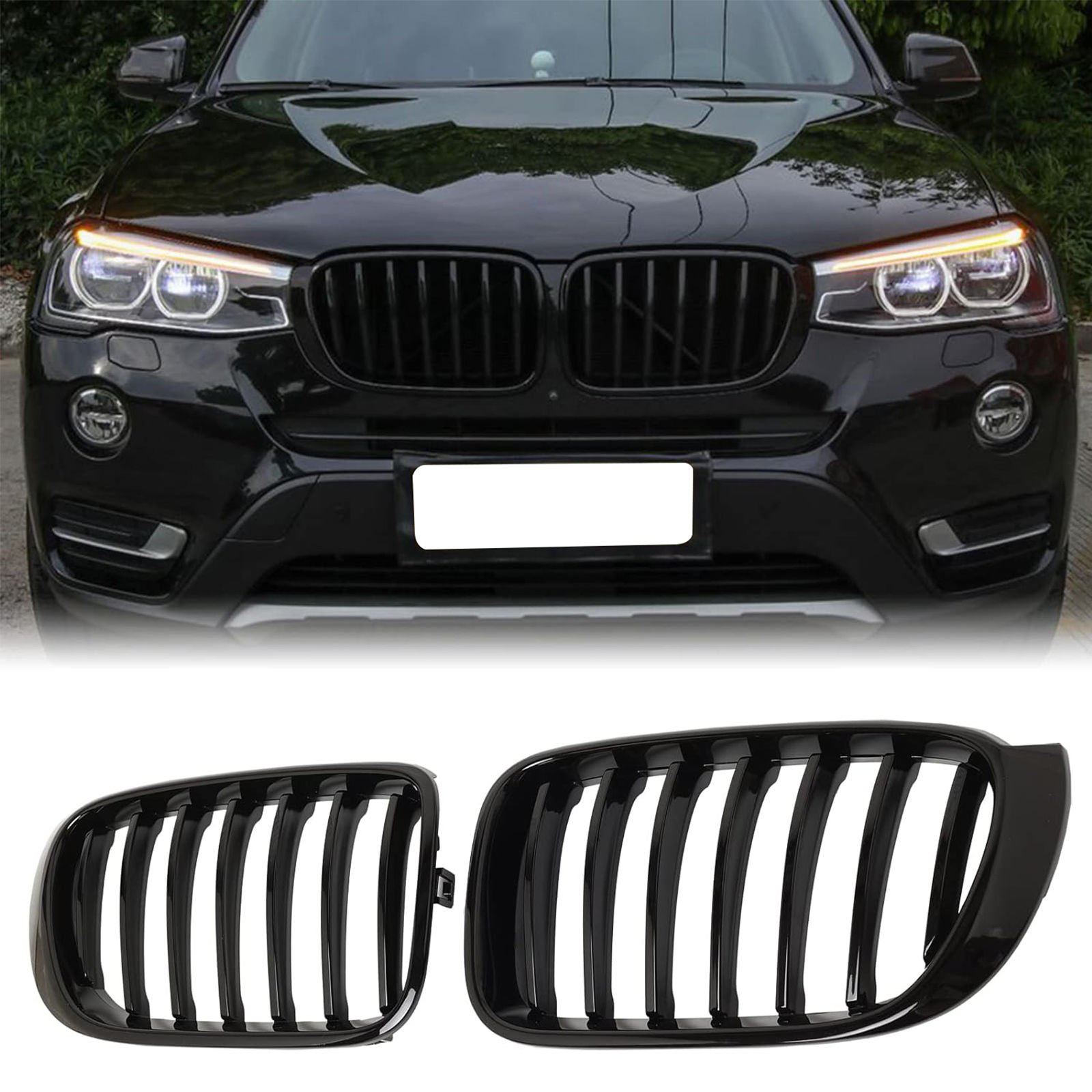 Drs Tuning S-Dizayn Bmw X3-X4 F25/F26 Ön Panjur Böbrek Parlak Siyah Piano Bl