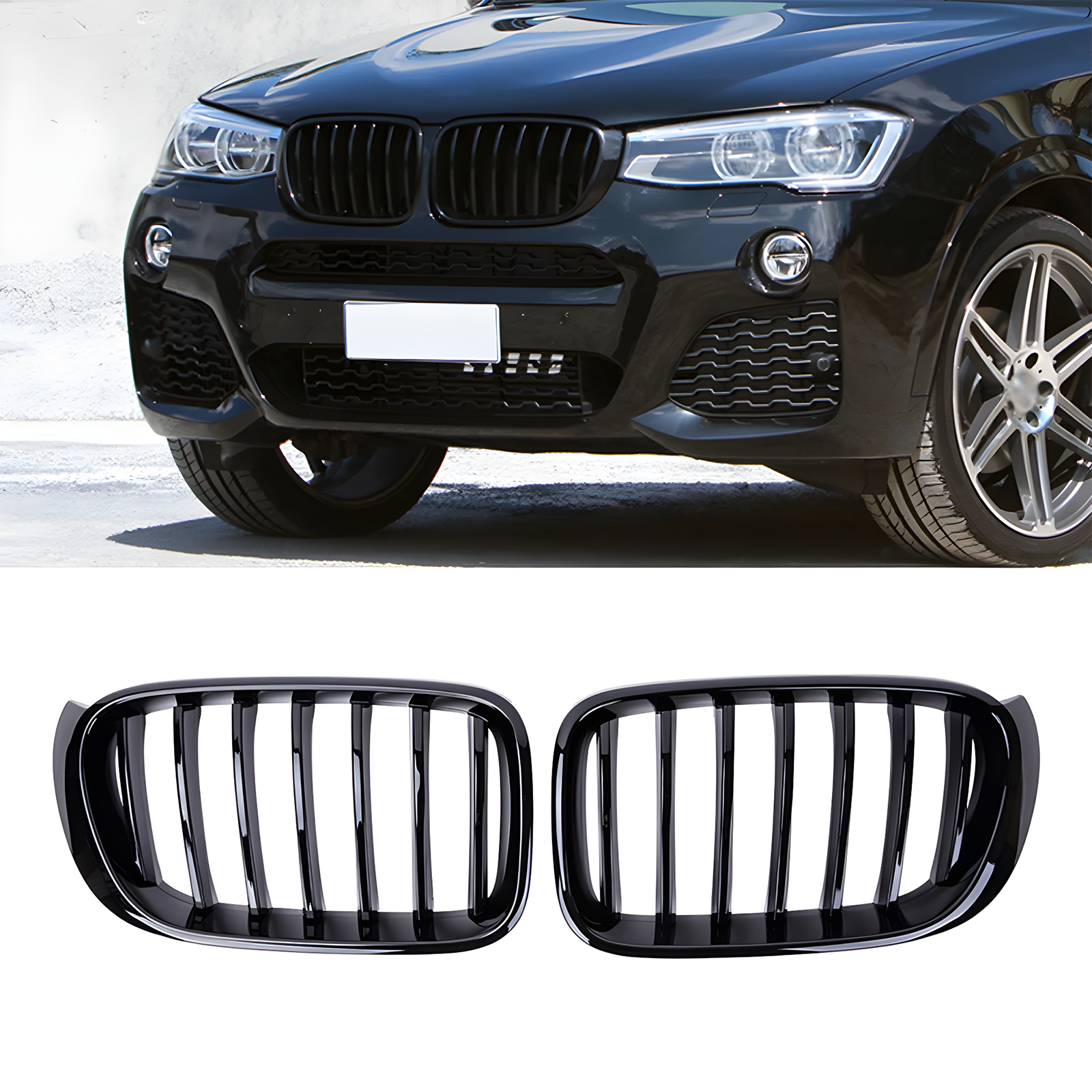 Drs Tuning S-Dizayn Bmw X3 F25 Ön Panjur Böbrek Parlak Siyah Piano Black Düz