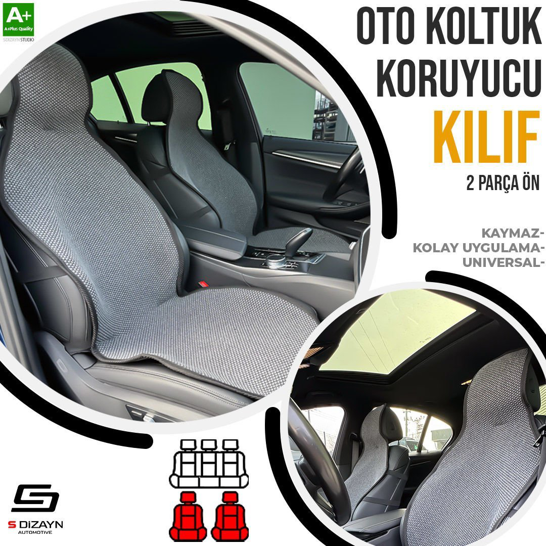 Drs Tuning S-Dizayn Oto Koltuk Koruyucu Kilif Füme Universal 2 Parça Ön A+ K