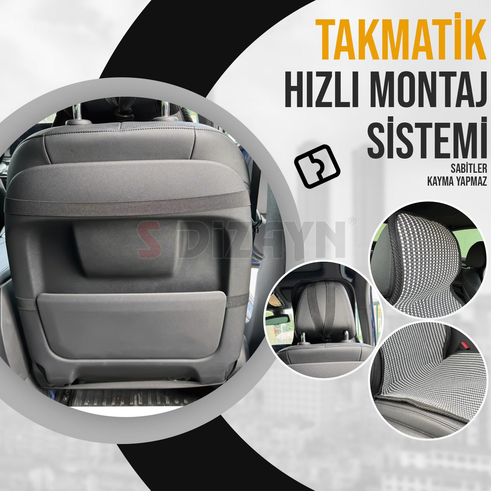 Drs Tuning S-Dizayn Oto Koltuk Koruyucu Kilif Füme Universal 2 Parça Ön A+ K