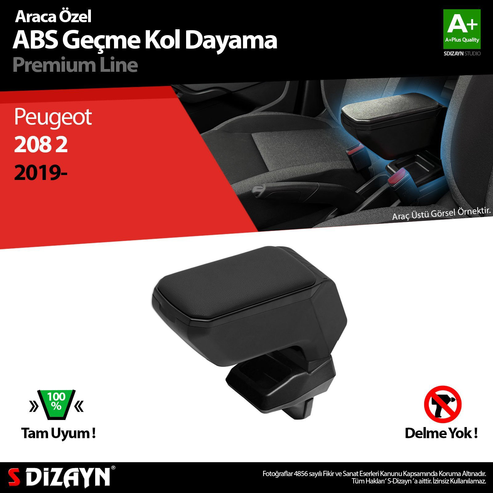 Drs Tuning S-Dizayn Peugeot 208 2 Kol Dayama Kolçak Geçmeli Abs Siyah 2019 Ü