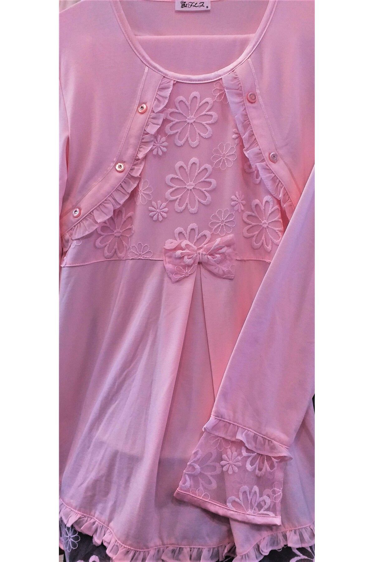 Flz Pijama Sabahlikli Hamile Pijama Takimi Pembe
