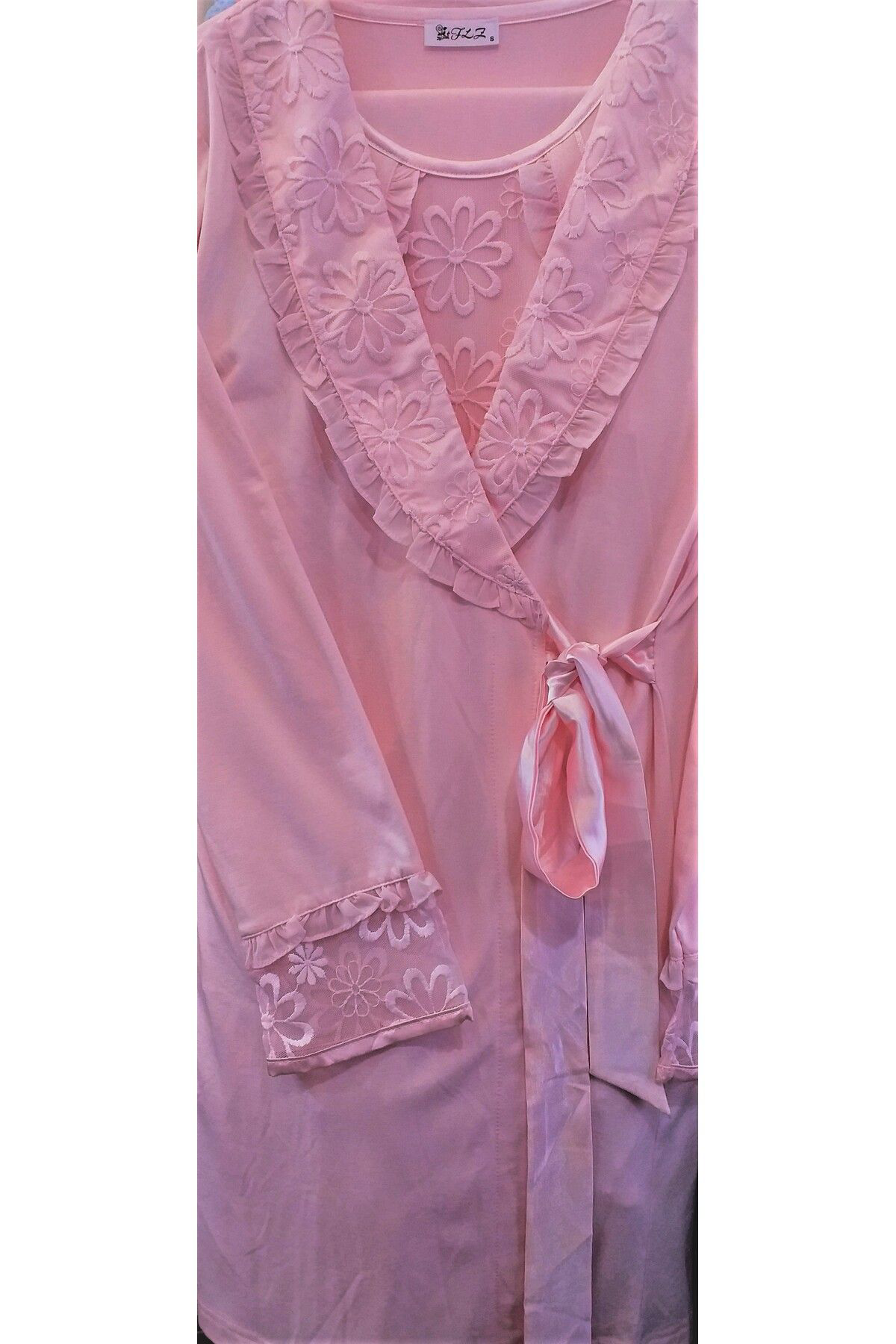 Flz Pijama Sabahlikli Hamile Pijama Takimi Pembe