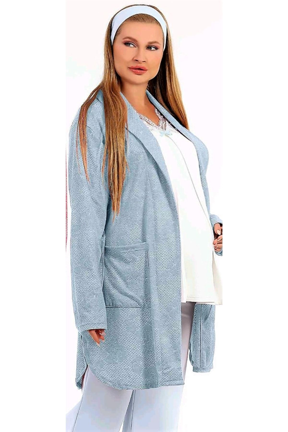 Baha Sabahlikli Loğusa Pijama Takimi Mavi.Yeni Sezon