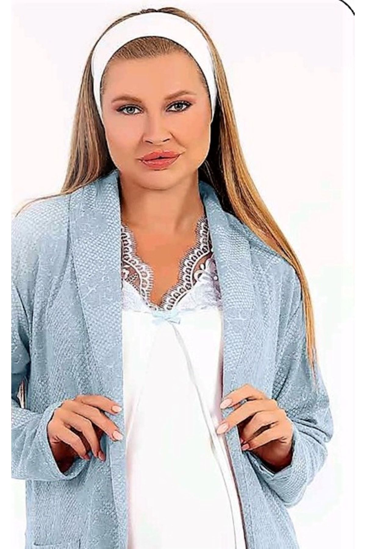 Baha Sabahlikli Loğusa Pijama Takimi Mavi.Yeni Sezon