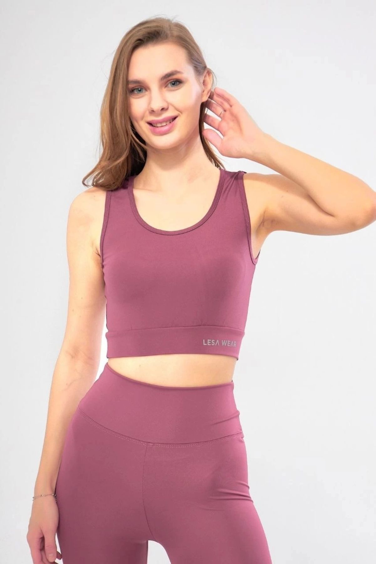 Creis Şan's Boutique Kolsuz Sporcu Baskili Crop - Pembe