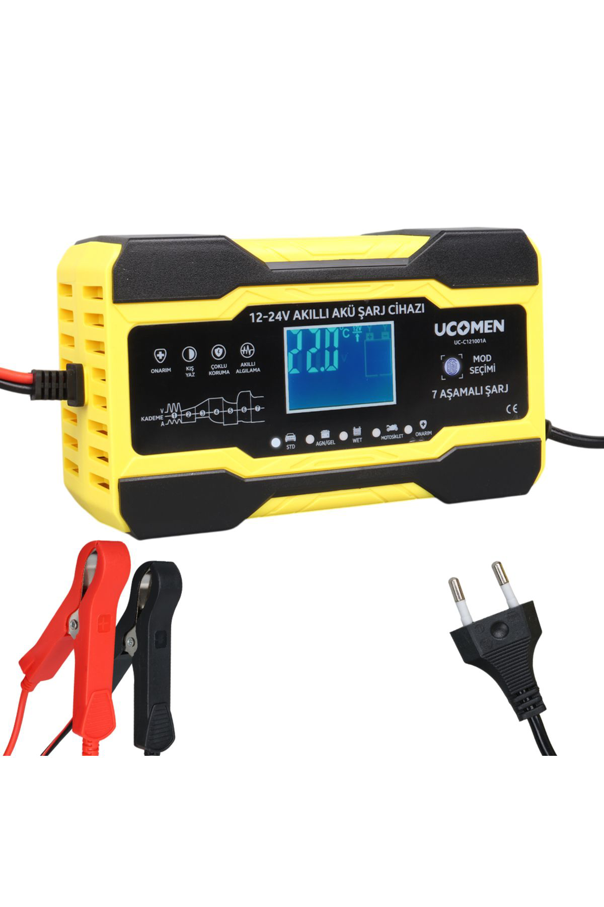 Ok Aksesuar Sari 12/24 Volt 10 Amper Led Göstergeli Akü Şarj Cihazi Uc-C12100