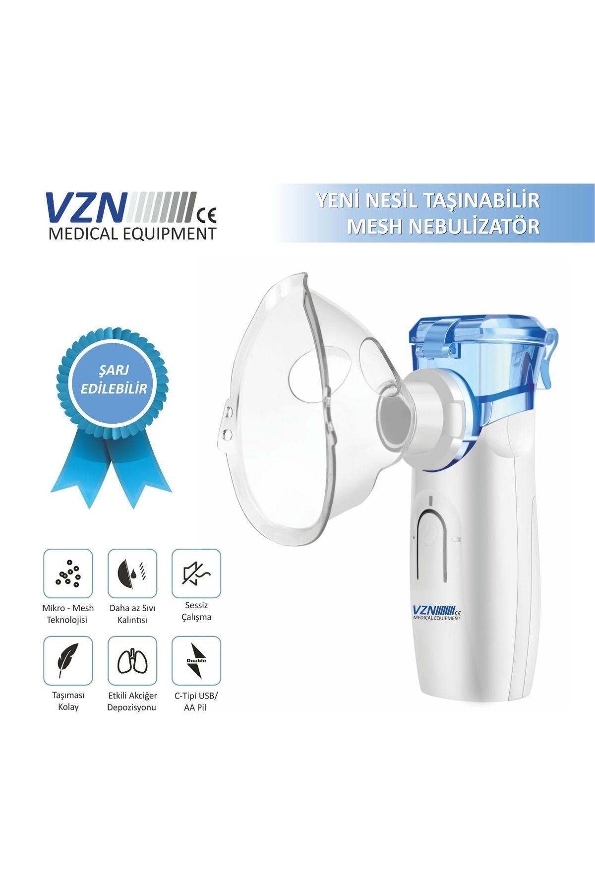 Vzn Şarj Edilebilir Sessiz Nebülizatör