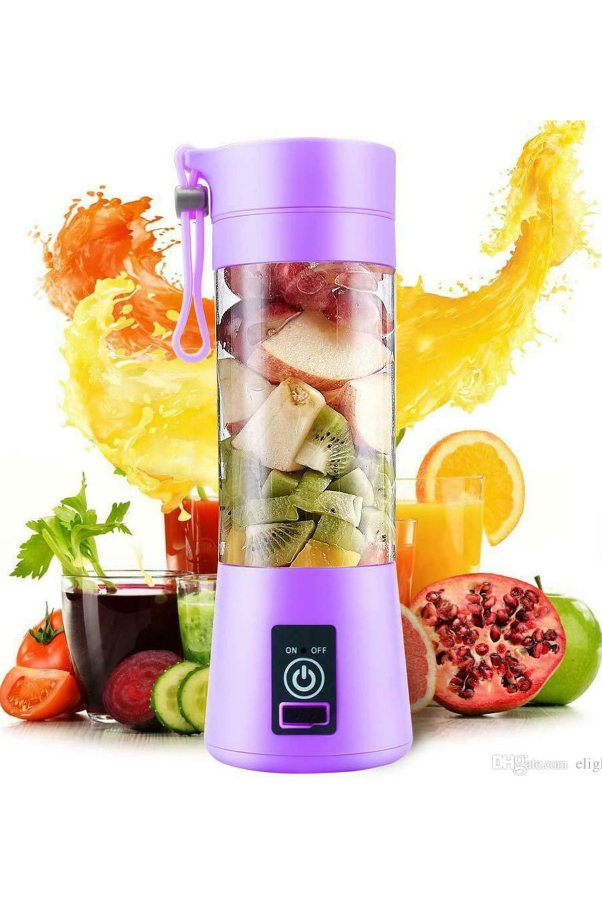Ok Aksesuar Şarjli Portatif El Blenderi 380 Ml Usb Kablolu Mor  Go50606245490