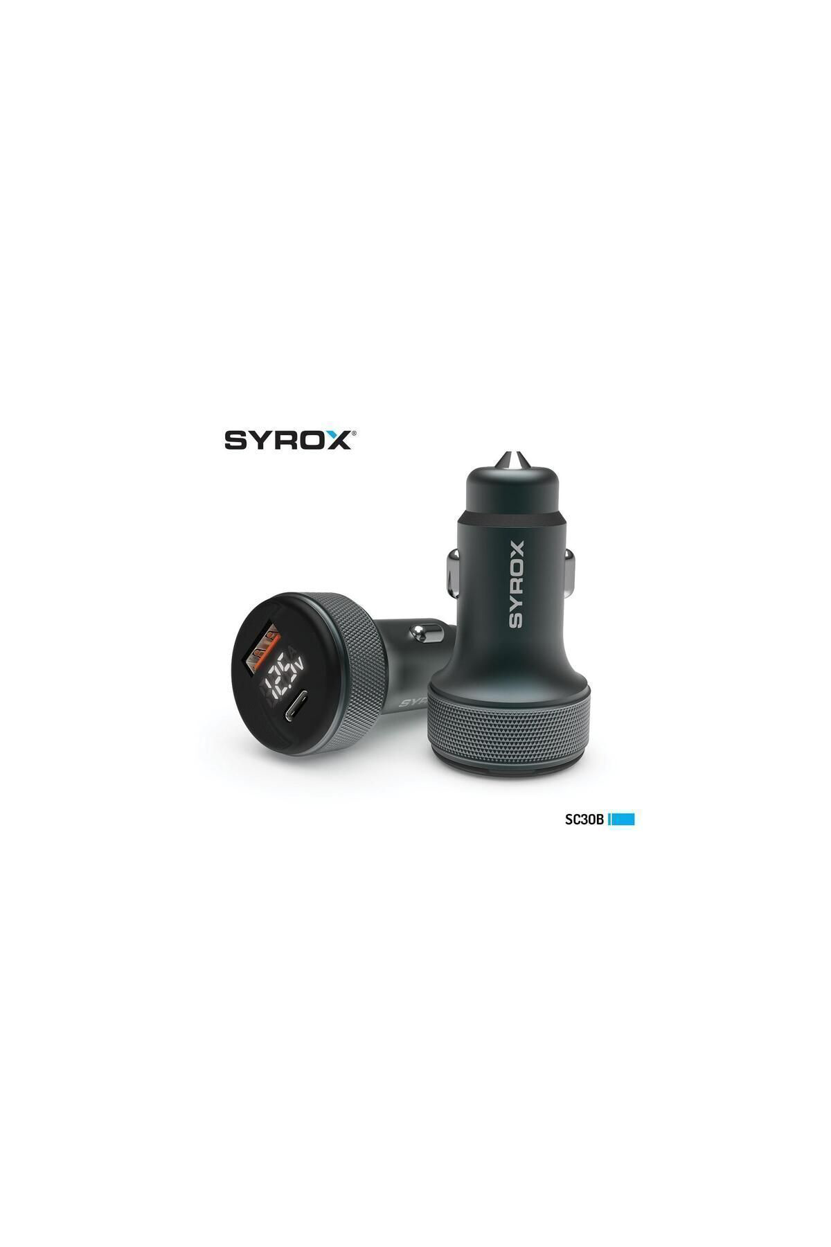 Syrox Sc30b Araç Çakmaklik Şarj Aleti Pd30w, 3.1Amper Lcd Ekran Metal O