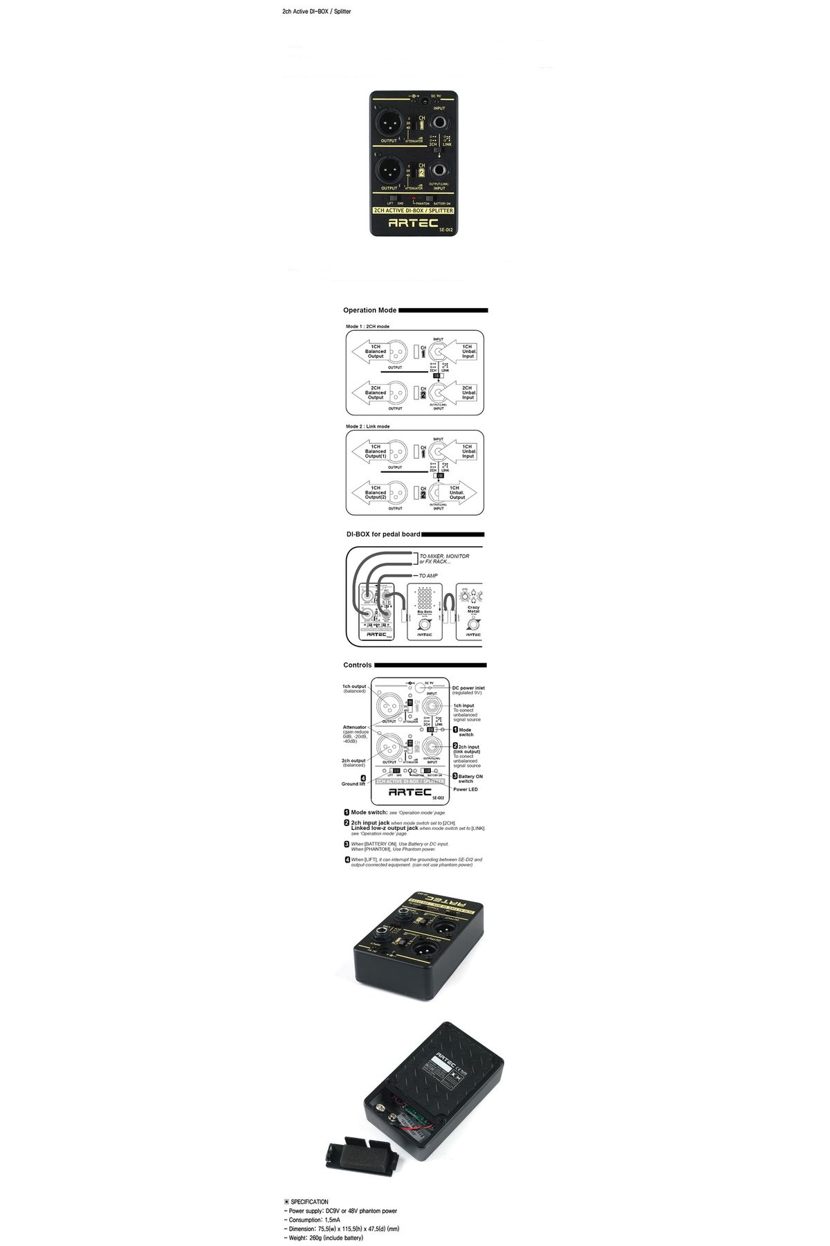 Artec Se-Di2 Active Direct Box - 2 Kanal Di-Box