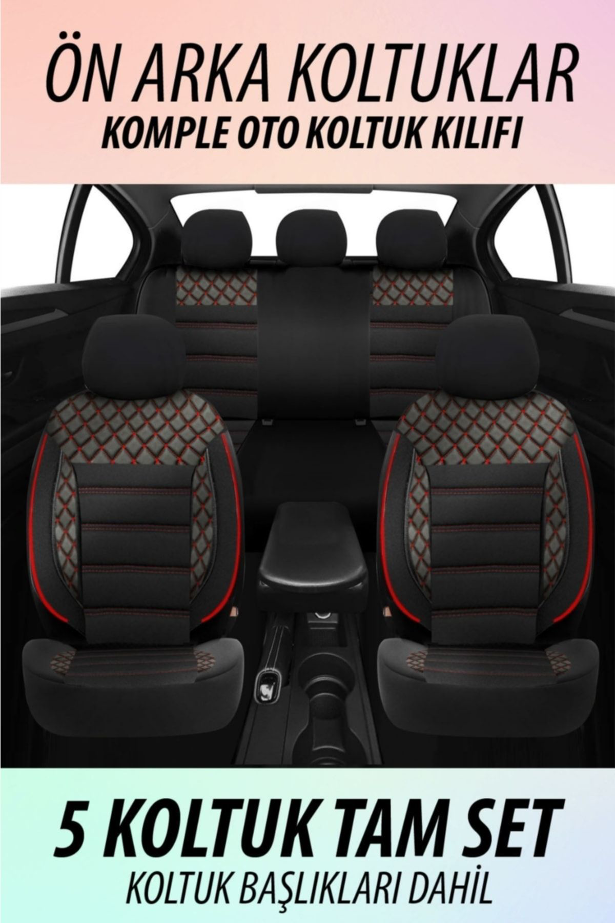Nice Shop Seat Leon 1999-2012 Uyumlu Koltuk Kilifi Crystal Sarisi - Kirmizi