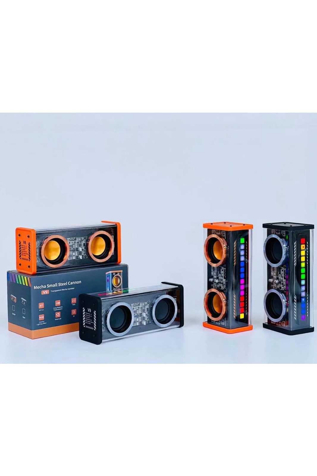 Şeffaf Mecha Müzik Tws Stereo Rgb İşıklı Hoparlör Kablosuz Blueto
