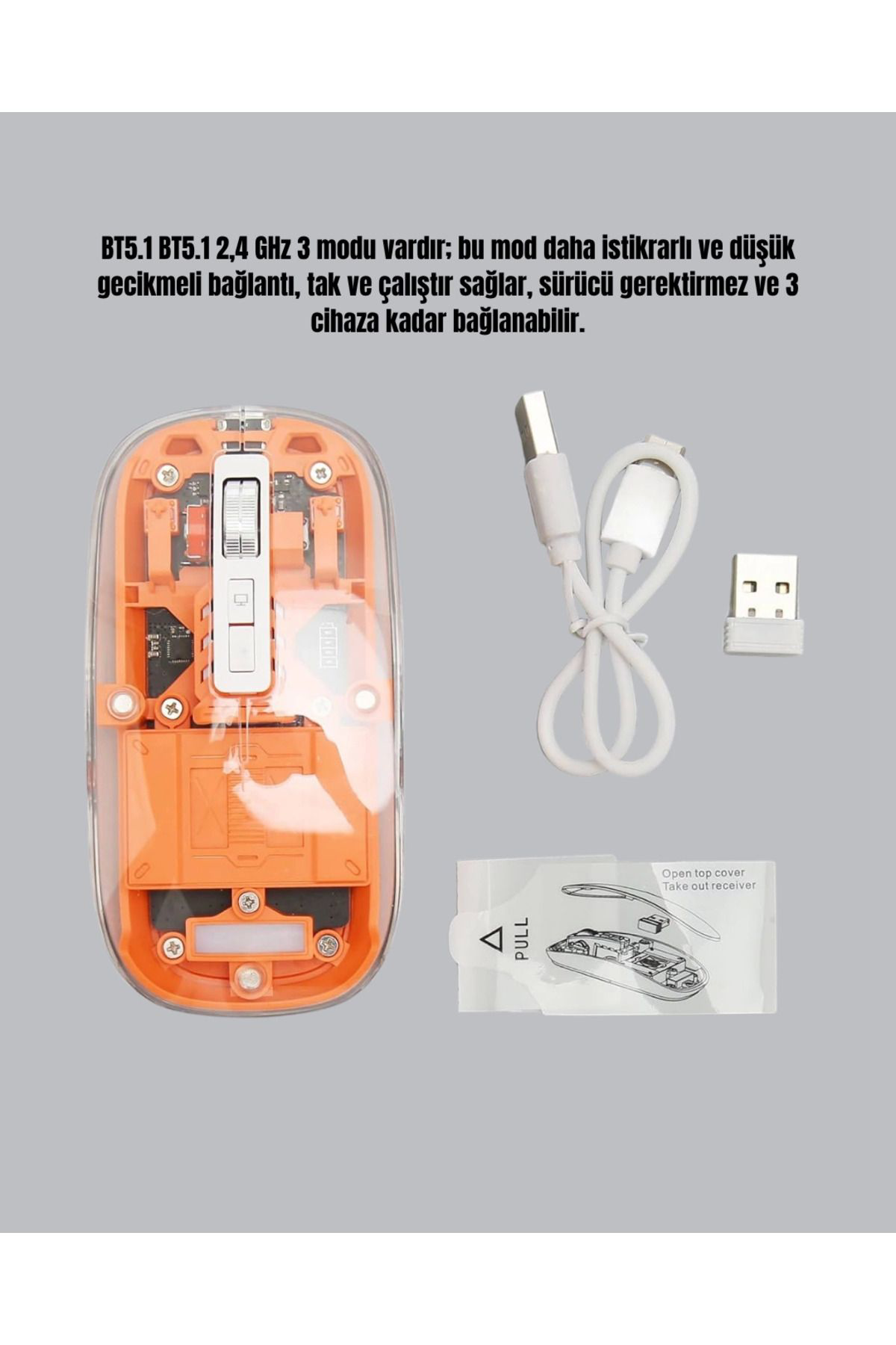 Rby Sessiz Ve Ergonomik Kablosuz Fare - 30 Gün Kullanim, 2 Modlu Bağl