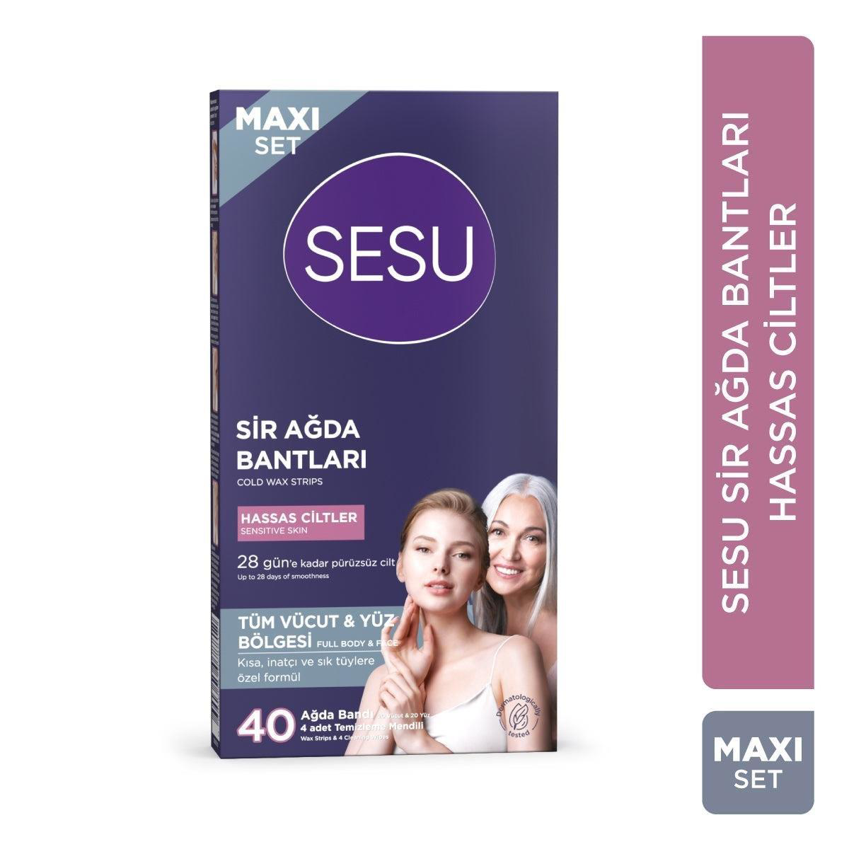 Sesu  Maxi Set Tüm Vücut & Yüz Bölgesi Sir Ağda Bantlari Hassas Ci