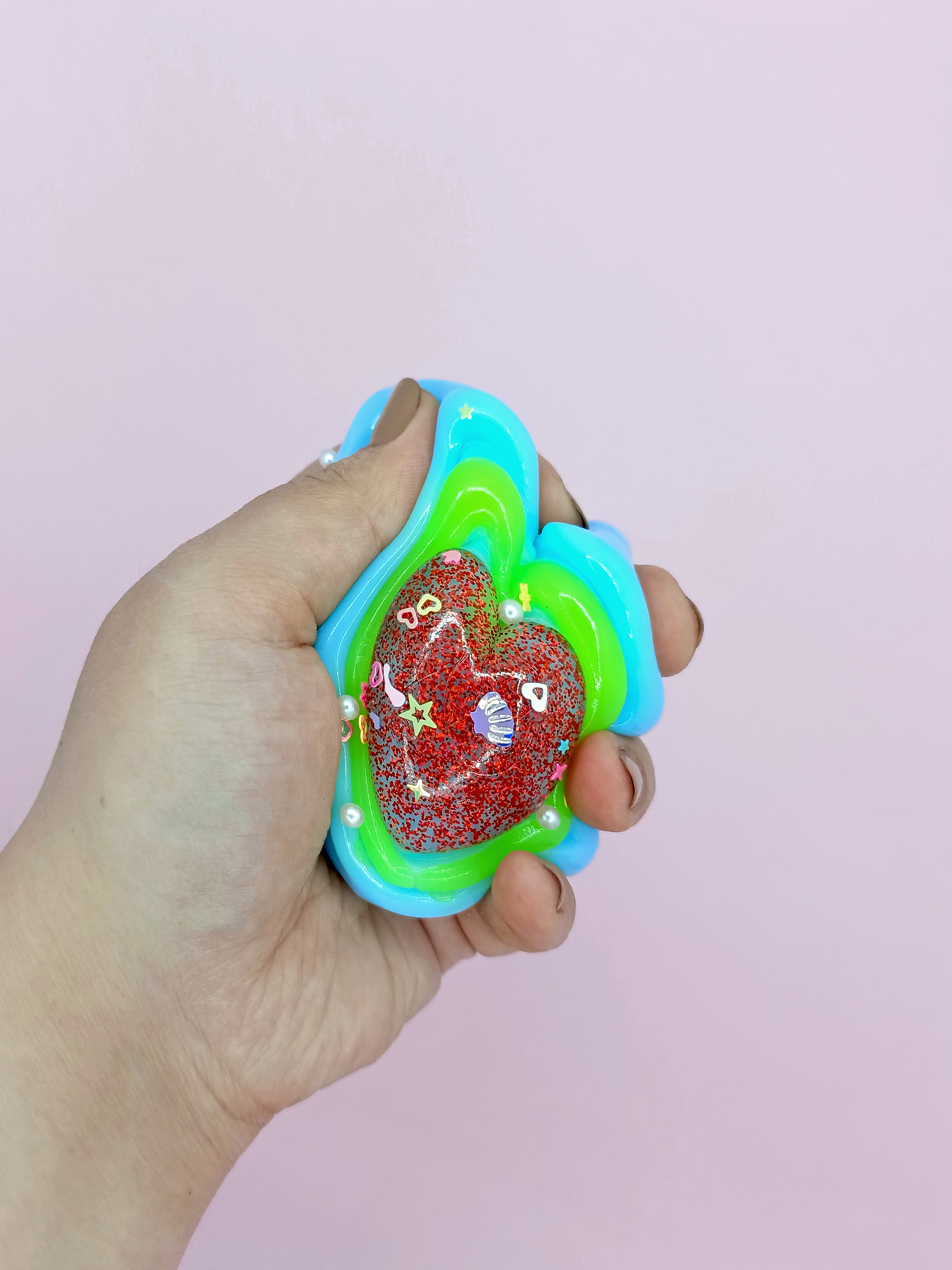 Limmy Sevimli Kalp Squishy Simli Yumuşacik (7X9 Cm) Kalp Sukuşi - Mavi