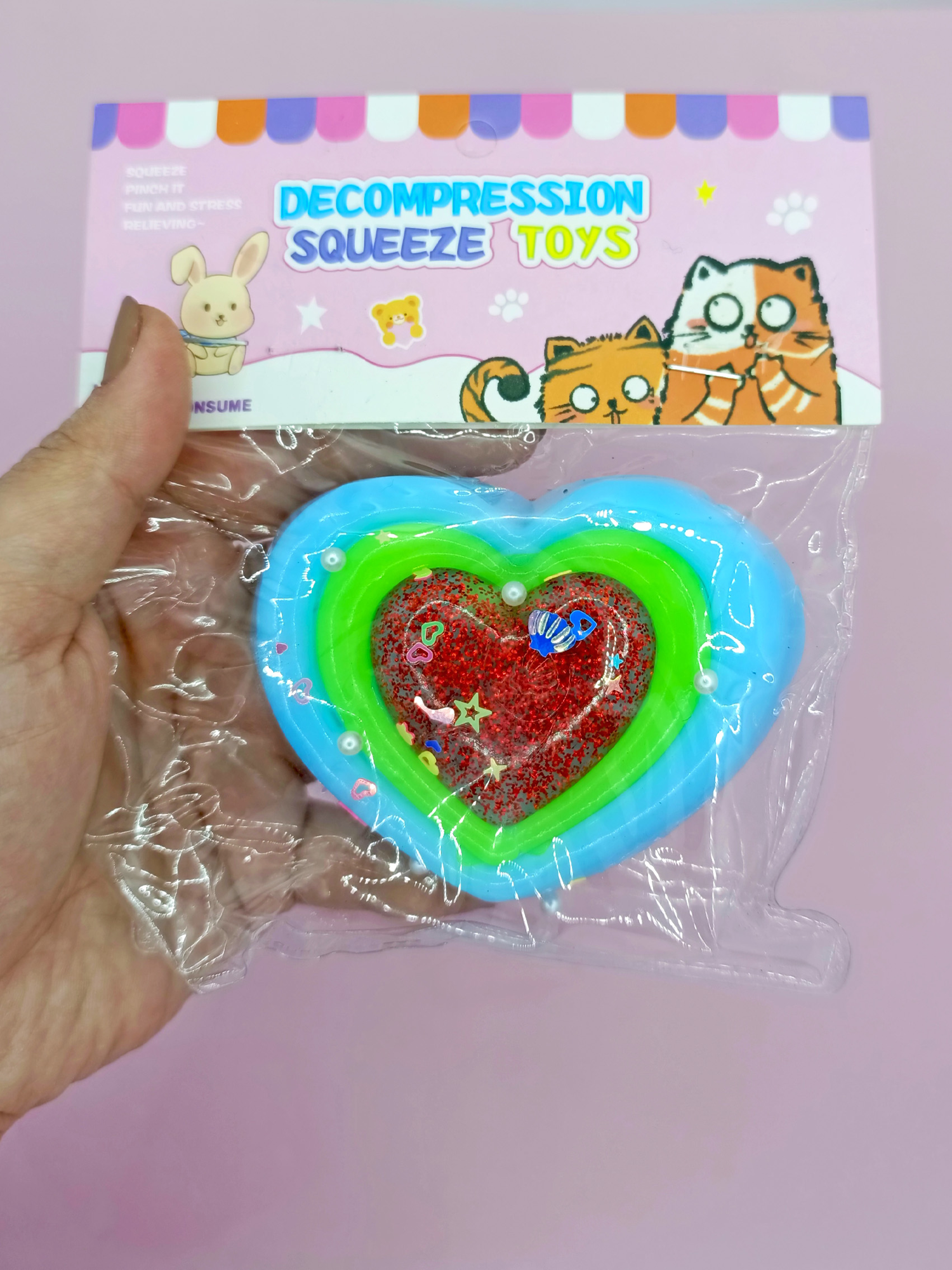 Limmy Sevimli Kalp Squishy Simli Yumuşacik (7X9 Cm) Kalp Sukuşi - Mavi