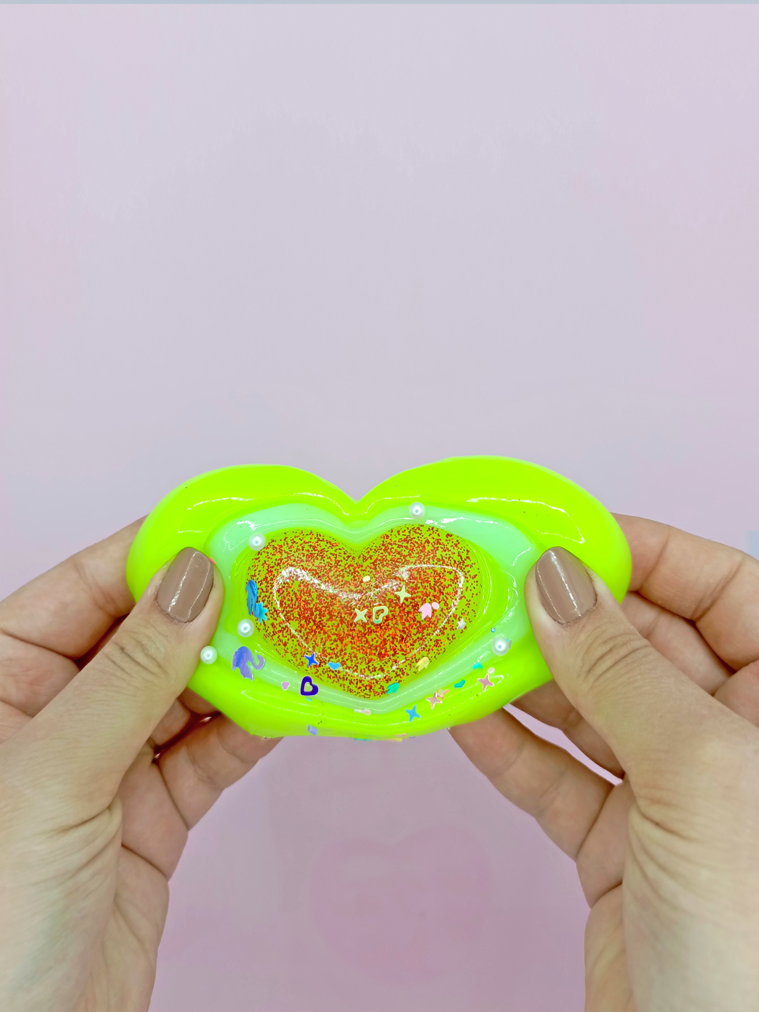 Limmy Sevimli Kalp Squishy Simli Yumuşacik (7X9 Cm) Kalp Sukuşi - Yeşil