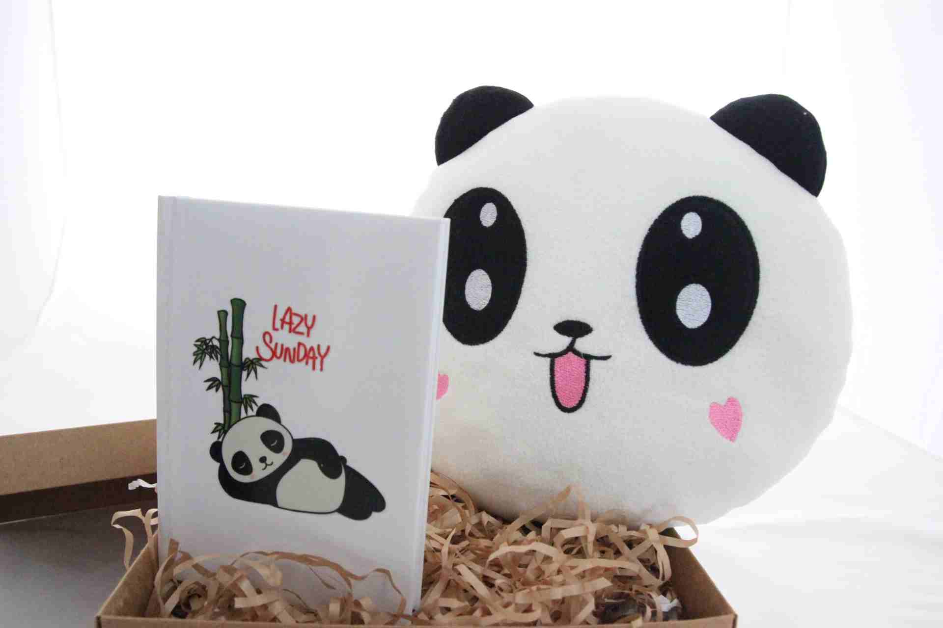 İhtiyaçavm Sevimli Pofuduk Panda Hediye Seti - Panda Baskili Defter Ve Panda Yastik Hediye Kutusu