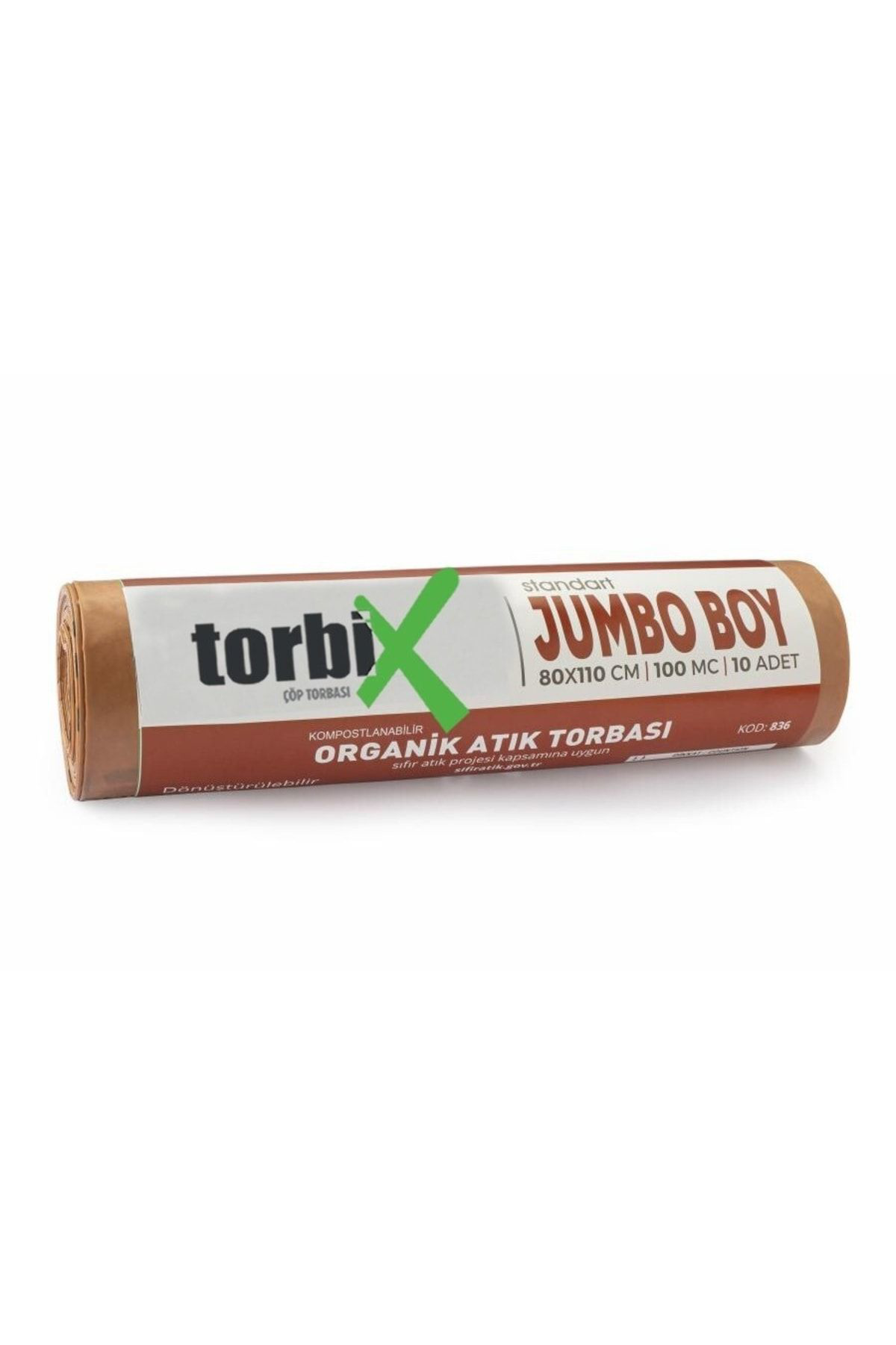 Torbix Sifir Atik Çöp Poşeti Organik Atik Kahverengi 80*110 Cm 800 Gr 10
