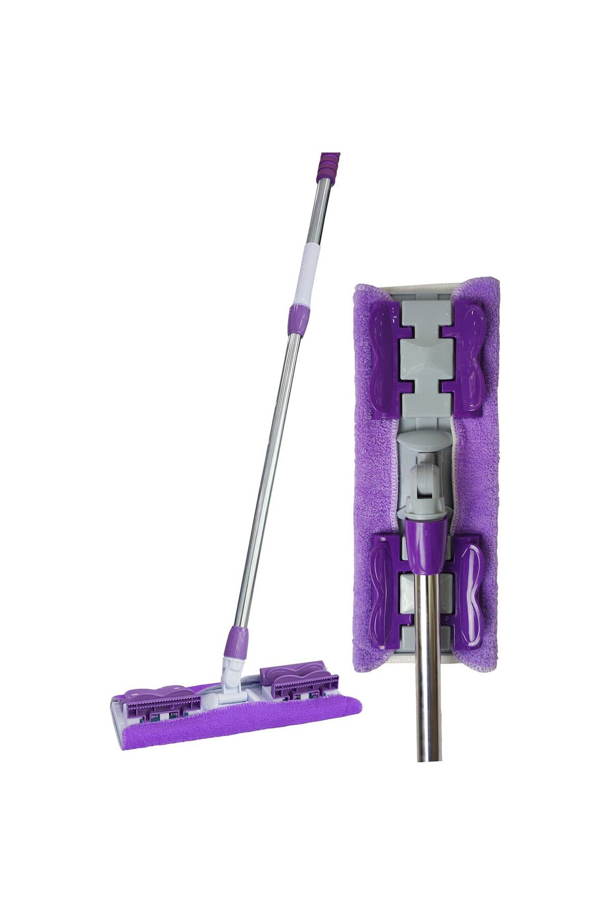 Ok Aksesuar Sihirli Spin Mop Teleskopik Çok Amaçli Mop +1 Bez Hediyeli - Mor