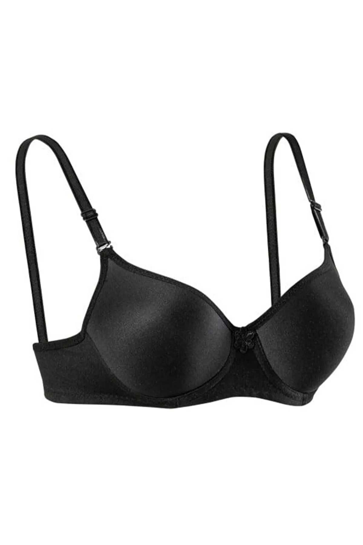 Just Cheap Store Silikonlu Desteksiz Telli Düz Boş Sütyen Siyah