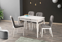 Sivas Gözde Mobilya Silver Açilir Mdf Mutfak Masa Sandalye Takimi 70X110cm